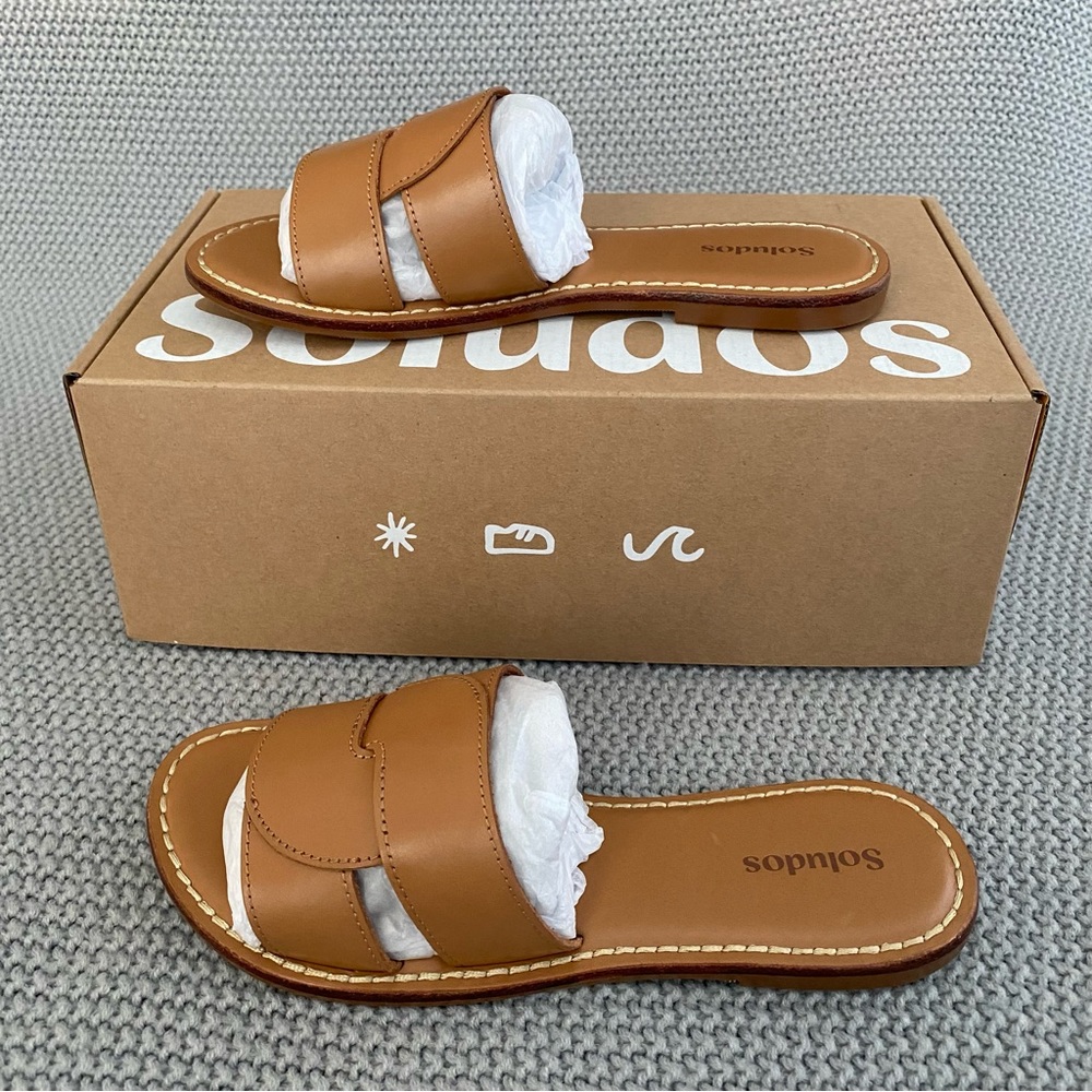 Soludos Shea Interlocking Sandals Camel Size 6 NIB - Picture 5 of 12
